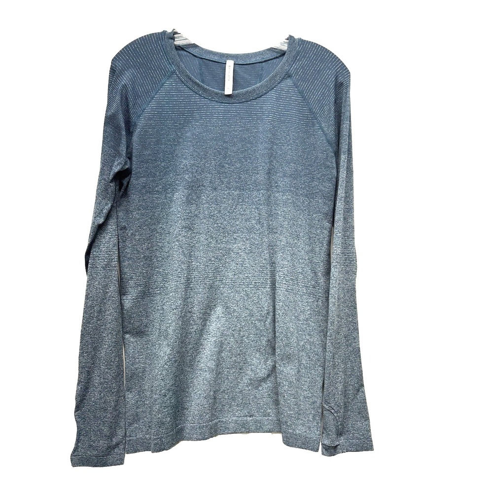 Athleta Women's Flurry Shade of Blue XL Nylon Ribbed Long Sleeve Shirt (F5)